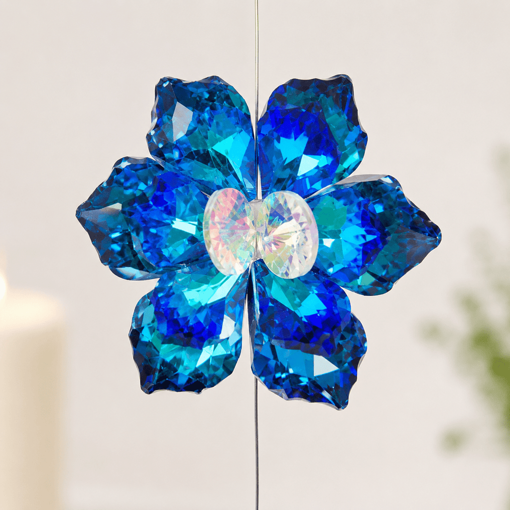 27cm AB Blue Glass Flower Suncatcher