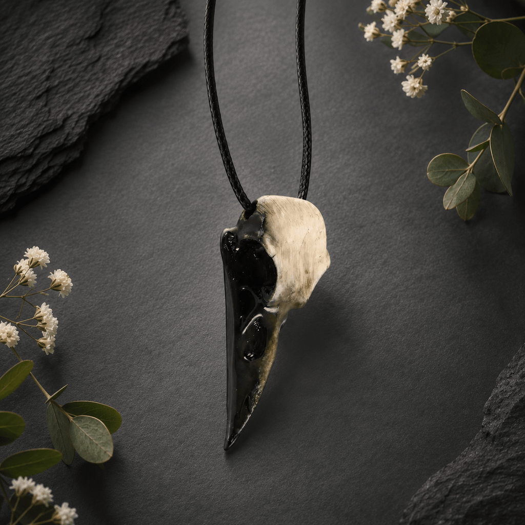 Resin Crow Skull Necklace