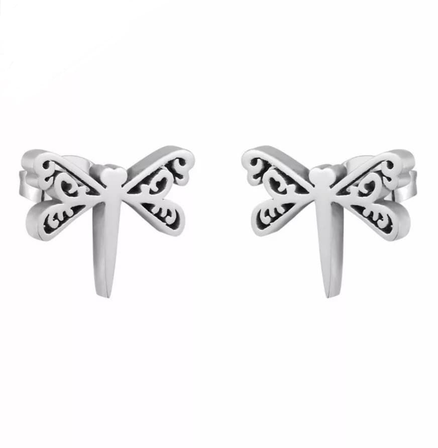 Stainless Steel Stud Earrings - Dragonflies