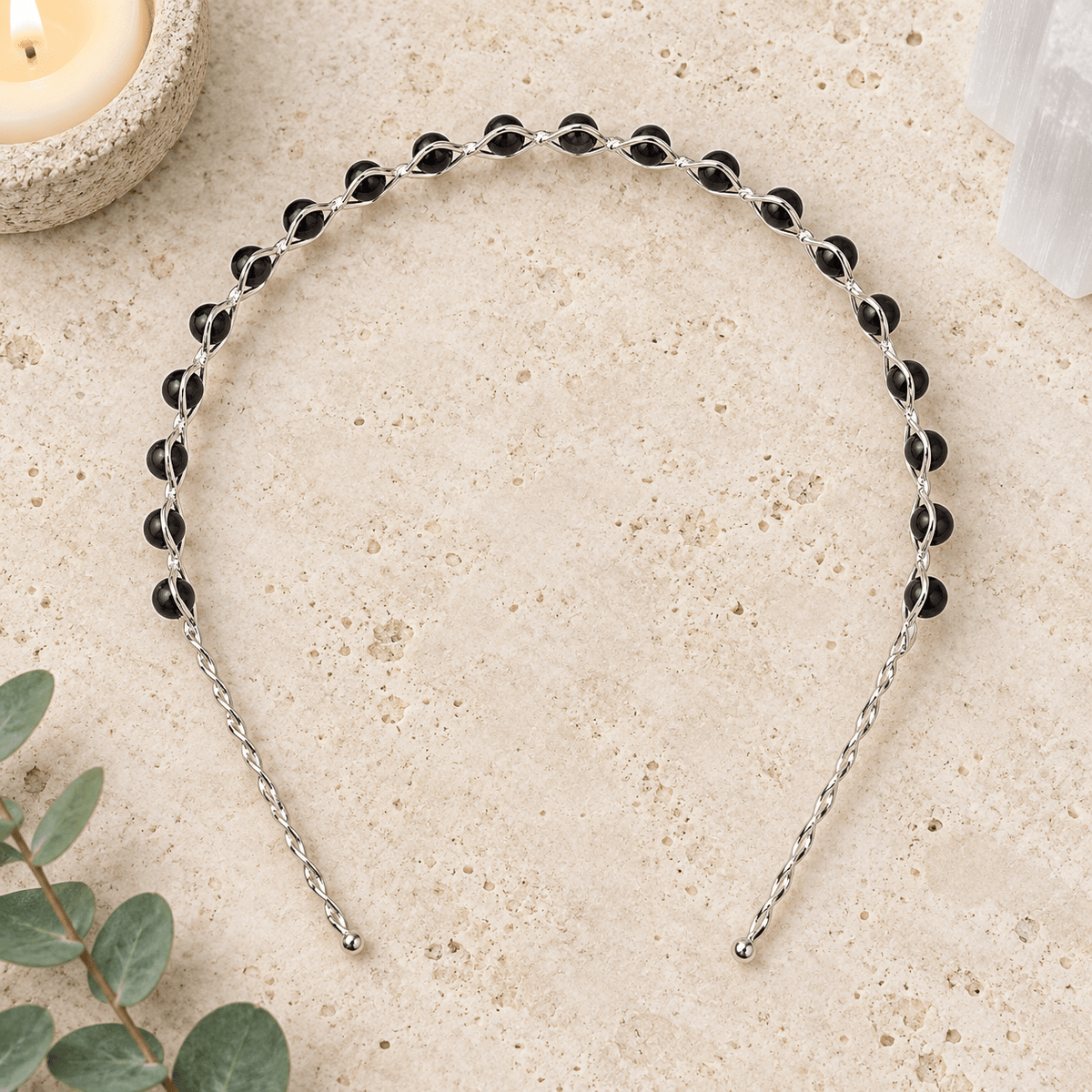 Black Obsidian Gemstone Headband