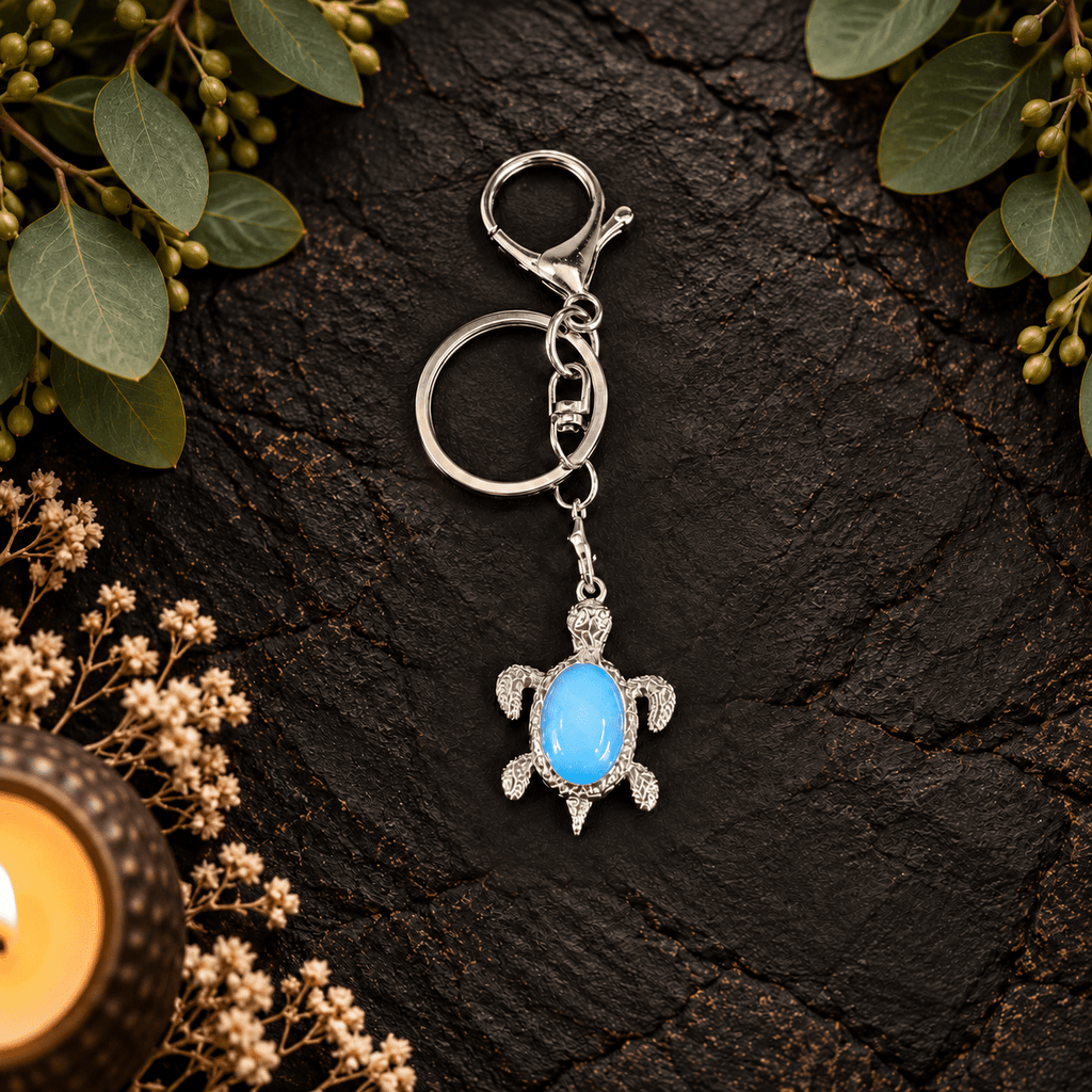 Opalite Turtle Gemstone Keyring