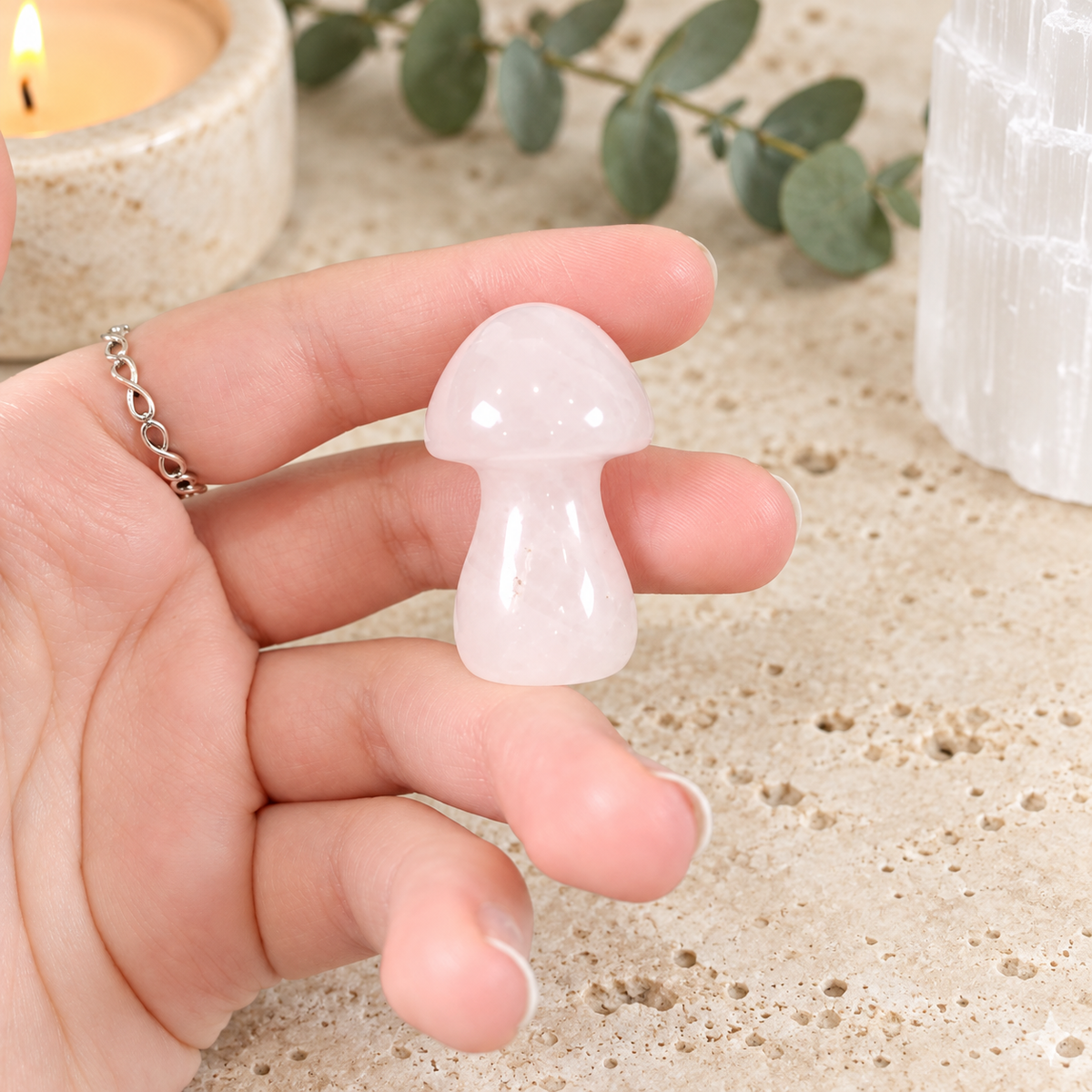 Rose Quartz 4cm Gemstone Mushroom