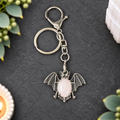 Rose Quartz Bat Keyring