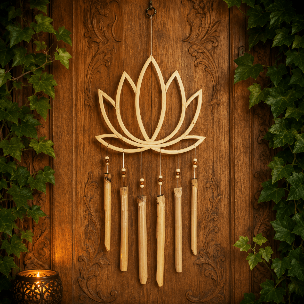 72cm Bamboo Lotus Windchime