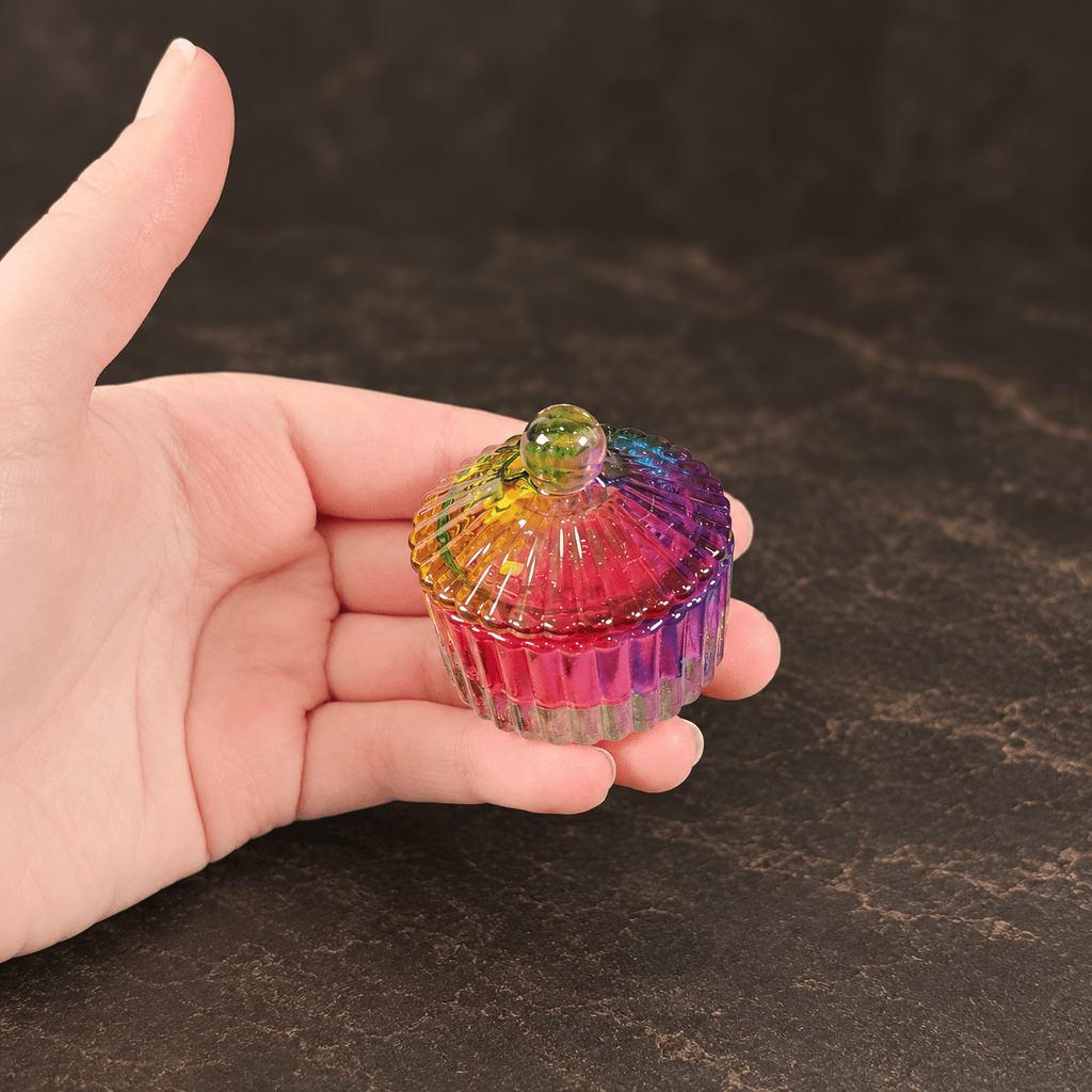 Mini Round Grooved Shaped Rainbow Glass Box