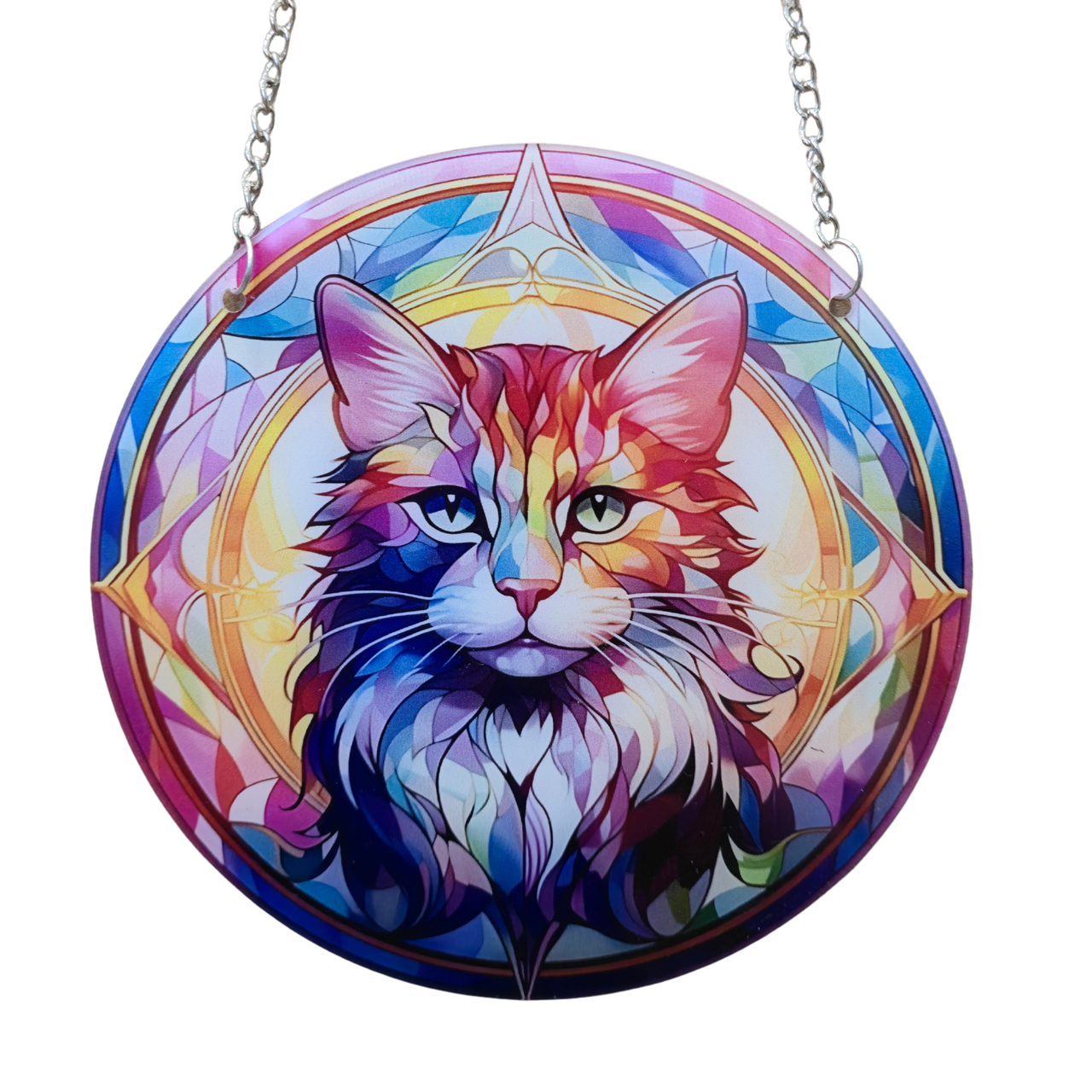 15cm Acrylic Suncatcher - Colourful Cat