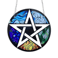15cm Acrylic Suncatcher - Pentagram with Elements