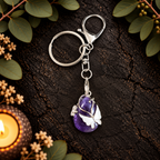 Amethyst Butterfly Teardrop Gemstone Keyring
