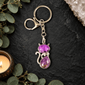 Amethyst Cat Gemstone Keyring