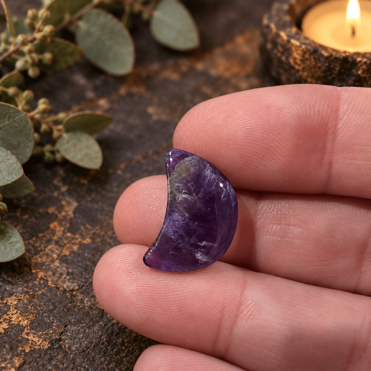 Amethyst 2cm Gemstone Moon | I Heart Crystals