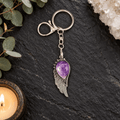 Amethyst Angel Wing Gemstone Keyring