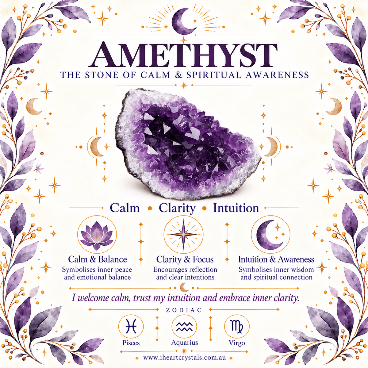 Adjustable Amethyst Hearts Bracelet
