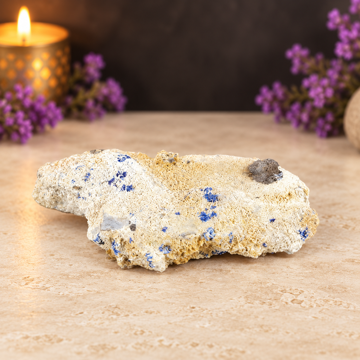 Azurite in Limestone Specimen