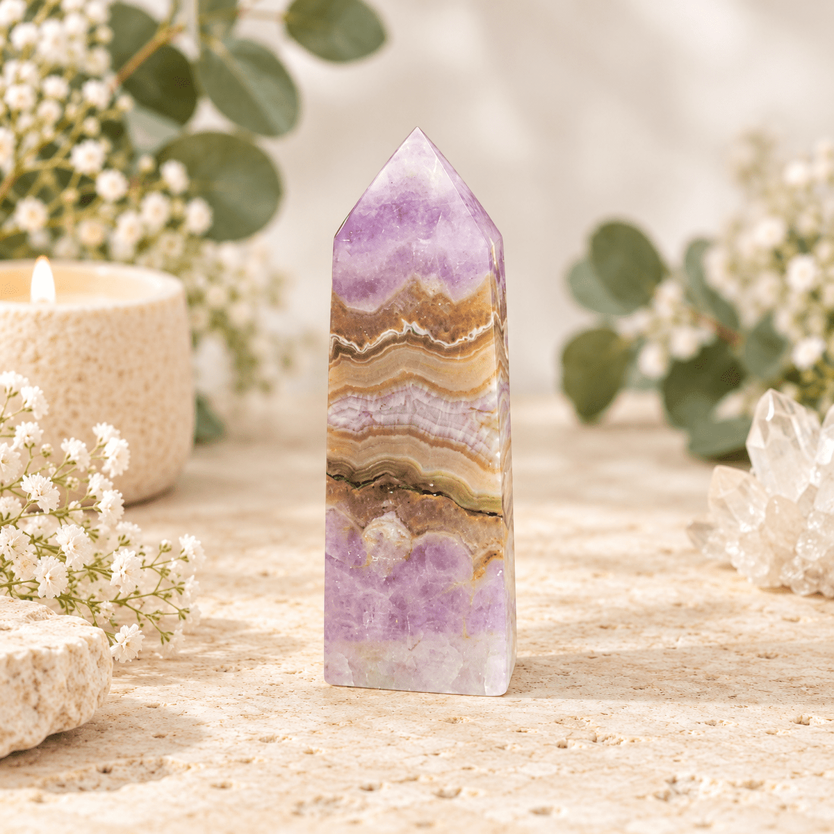 120g Amethyst & Mexican Agate Tower