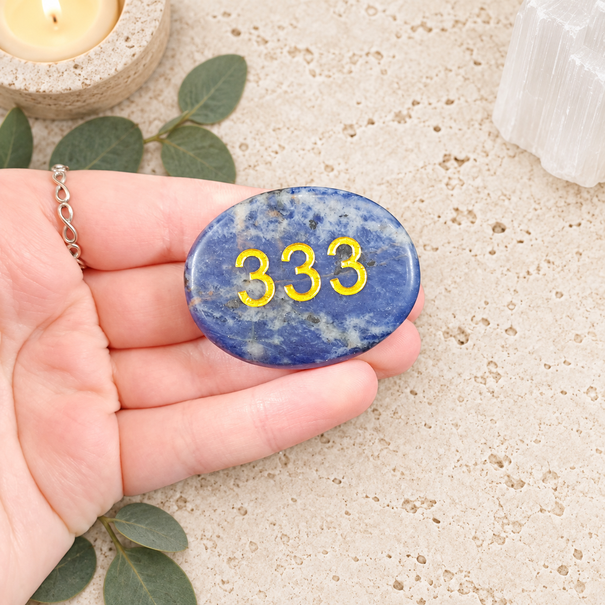 333 Sodalite Angel Number Palm - Protection from the Universe