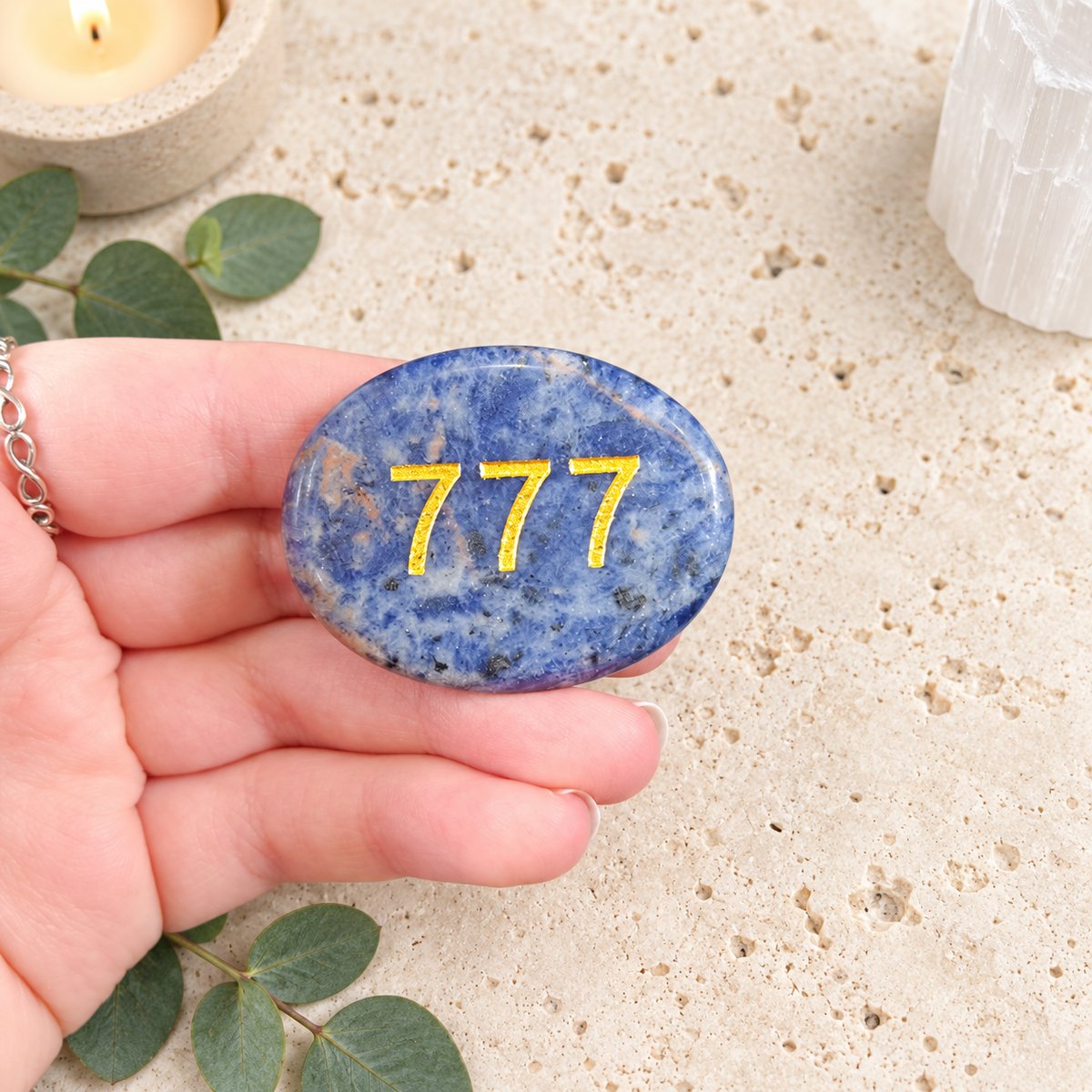 777 Sodalite Angel Number Palm - Divine Blessings Are On the Way