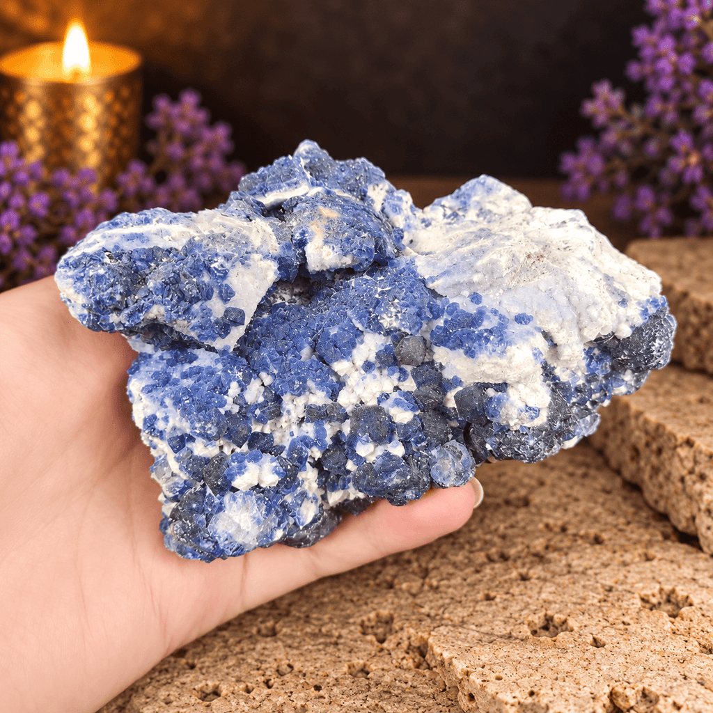 Blue Fluorite on Basalt Specimen