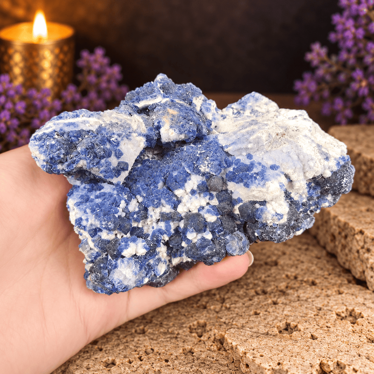 Blue Fluorite on Basalt Specimen