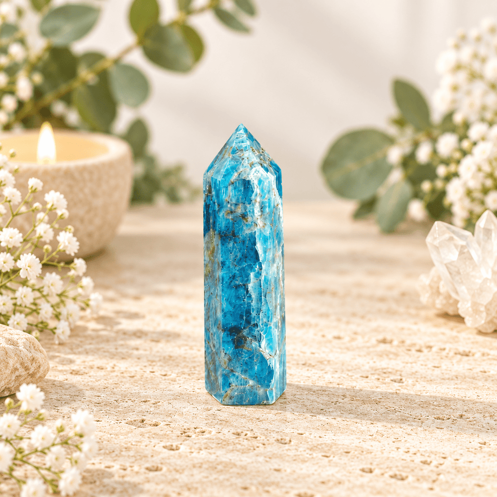 70g Blue Apatite Tower