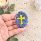 Gold Cross on Sodalite Palm