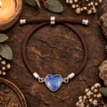 Adjustable Lapis Lazuli Heart Bracelet / Silver