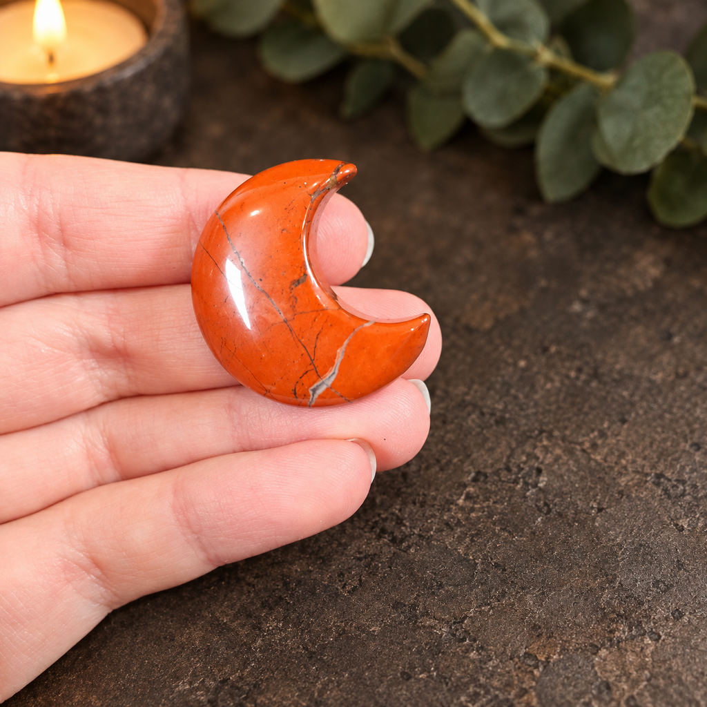 3cm Red Jasper Gemstone Moon