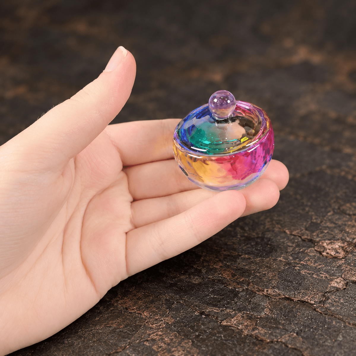 Mini Round Shaped Rainbow Glass Box