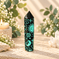 115g Teal Green Celestial Print Black Obsidian Tower
