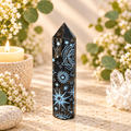 115g Light Blue Celestial Print Black Obsidian Tower