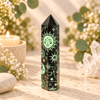 118g Light Green Celestial Print Black Obsidian Tower