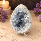 Blue Celestite Egg & Stand