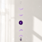 Resin Moons with Dyed Purple Agate & Amethyst Chunk Suncatcher