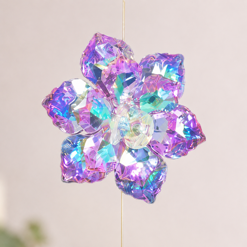 27cm AB Purple Glass Flower Suncatcher