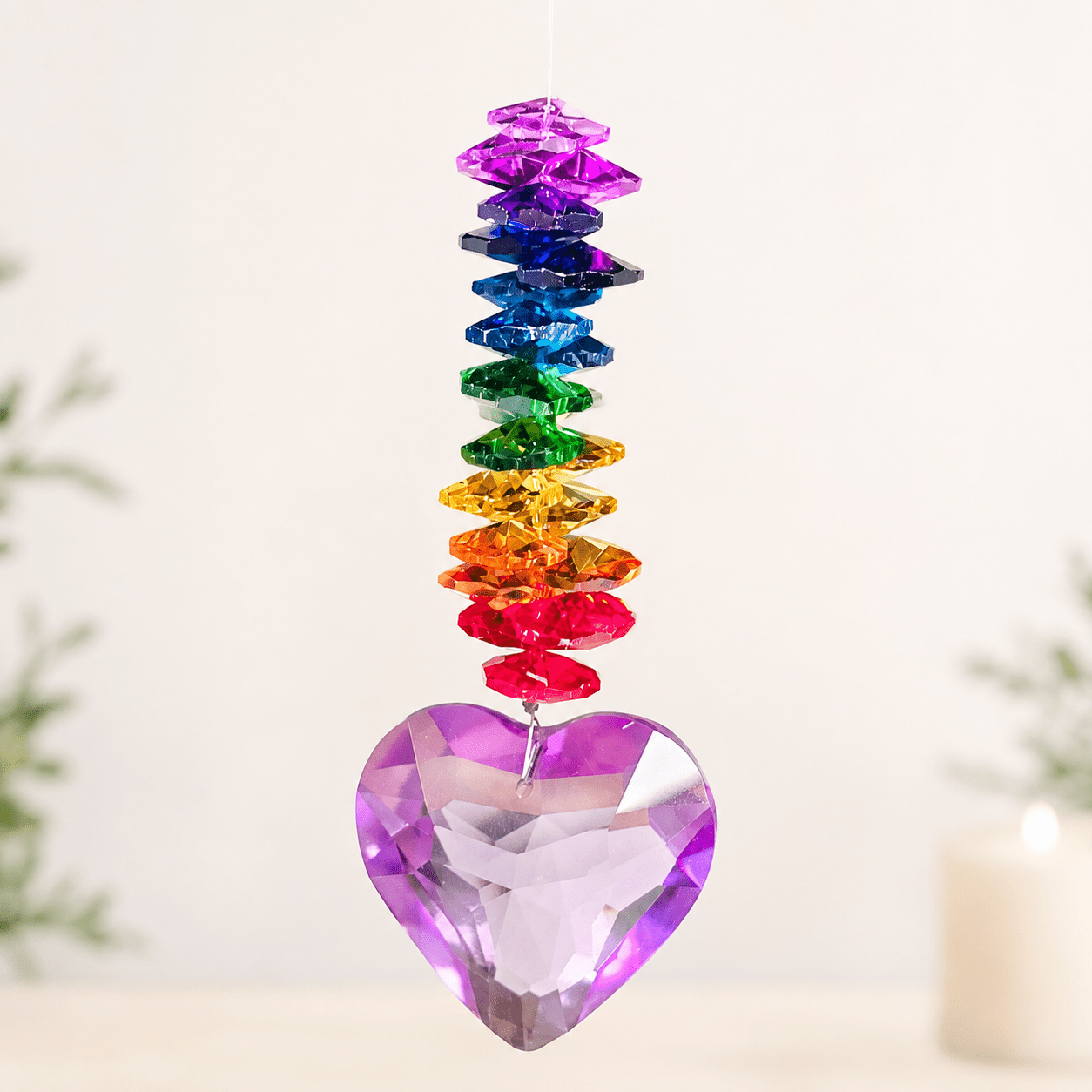 Purple Heart & Chakra Suncatcher