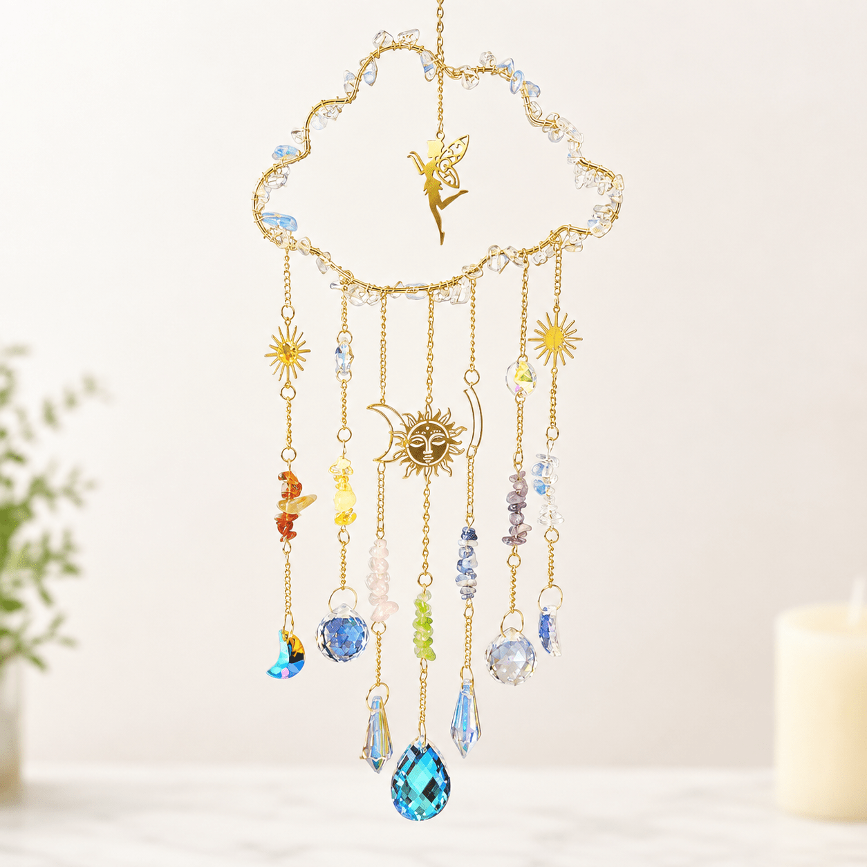 30cm Chakra Gemstone Cloud Suncatcher