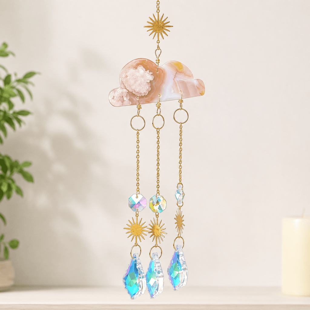 20cm Flower Agate Cloud Suncatcher