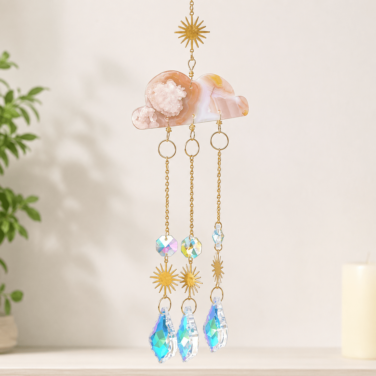 20cm Flower Agate Cloud Suncatcher