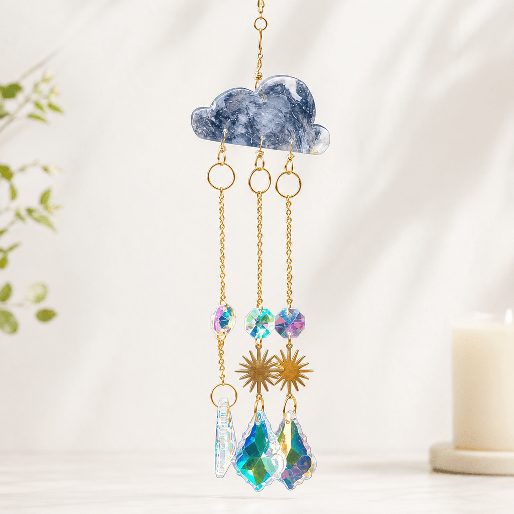20cm Moss Agate Cloud Suncatcher