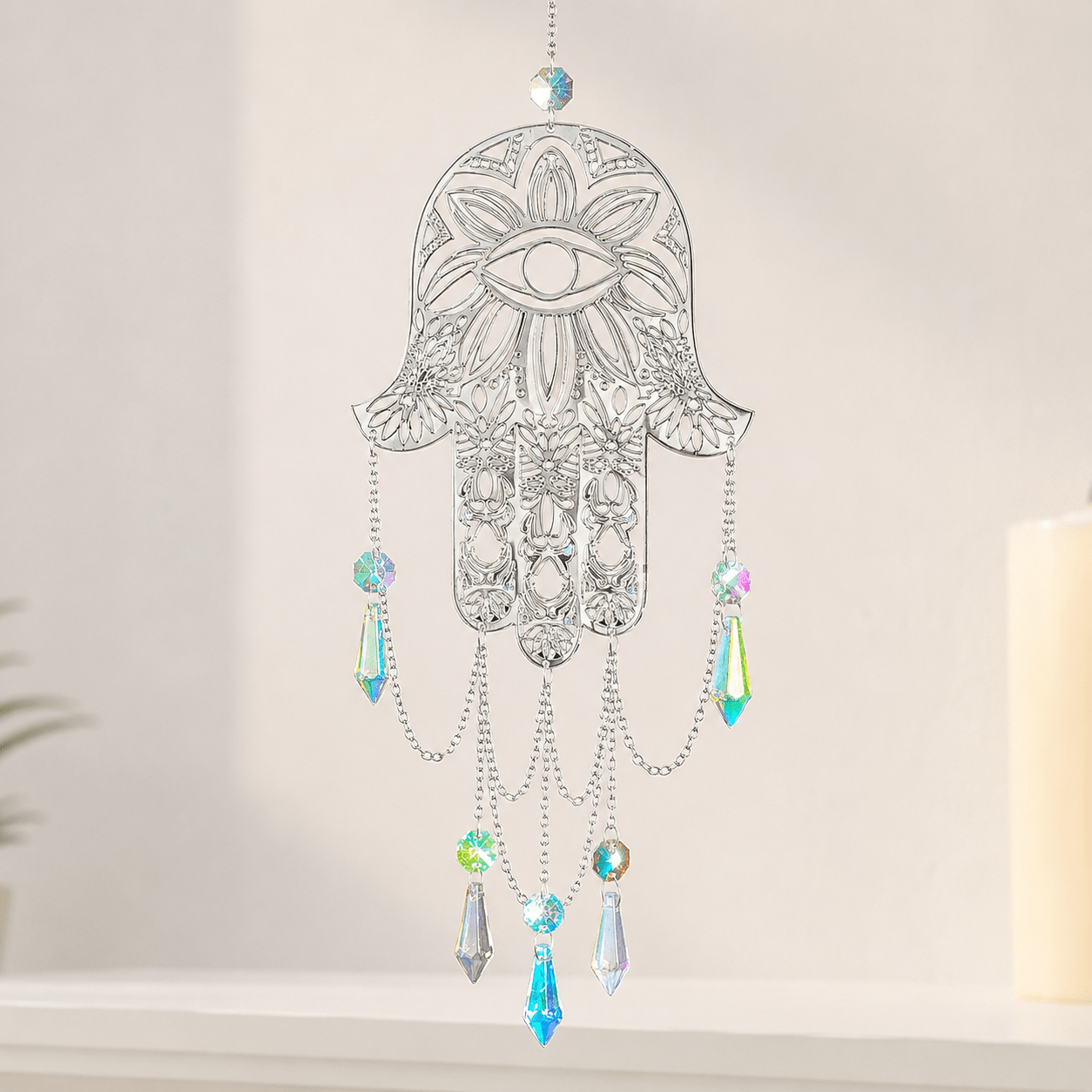 32cm Crystal Hamsa Suncatcher