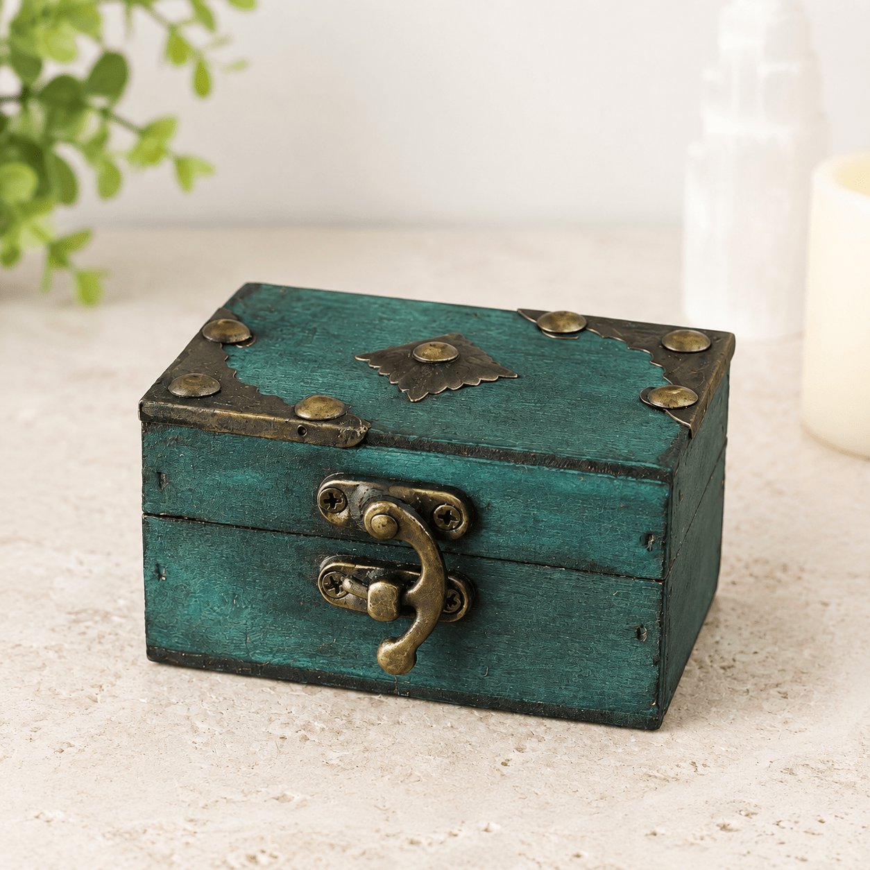 Green Wooden Treasure Chest