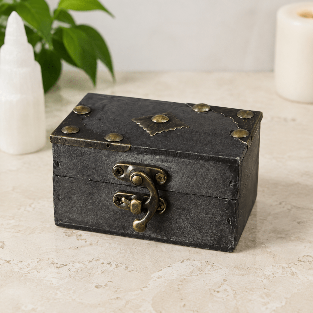 Black Wooden Treasure Chest