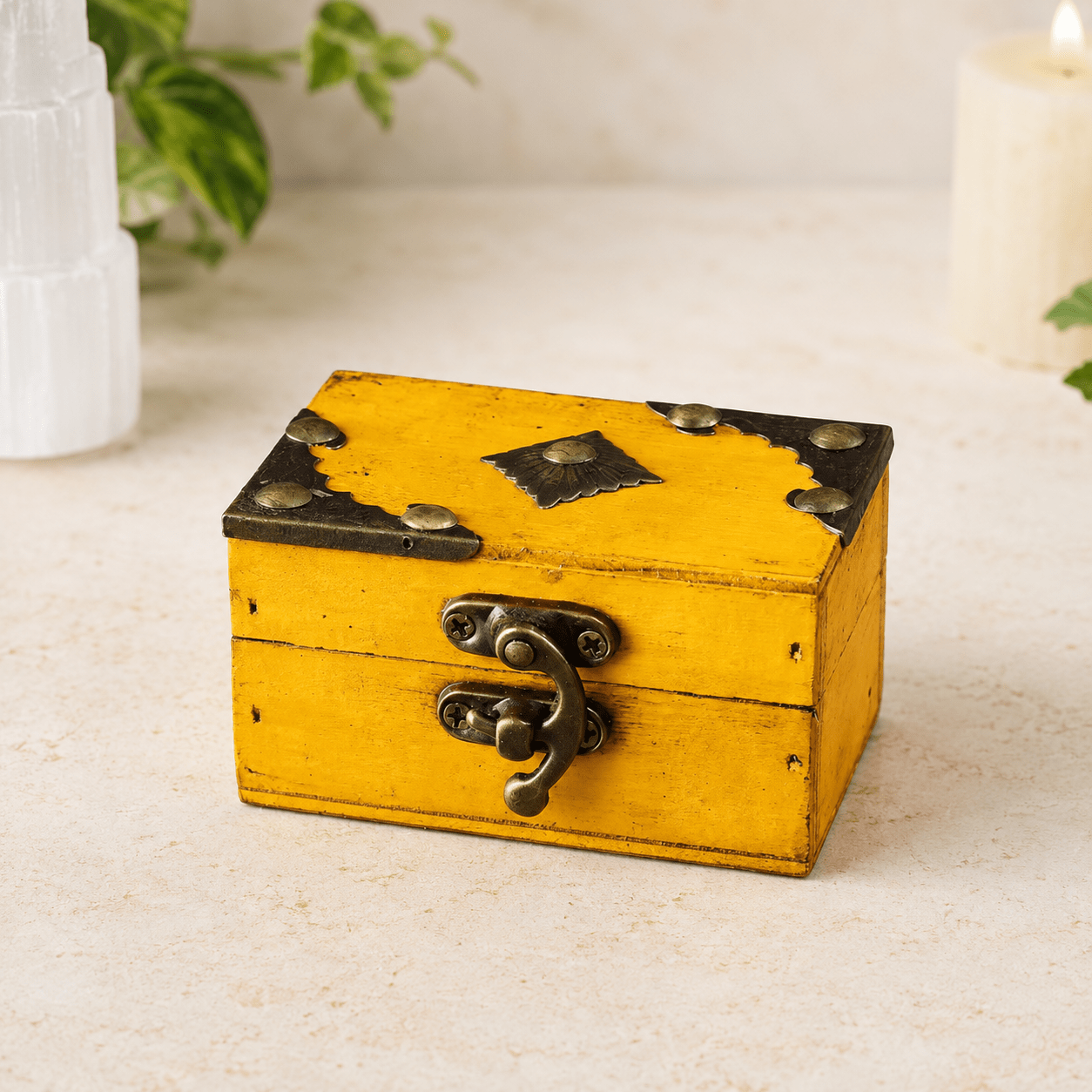 Yellow Wooden Treasure Chest