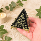 6cm Small Gold Egyptian Print on Obsidian Pyramid