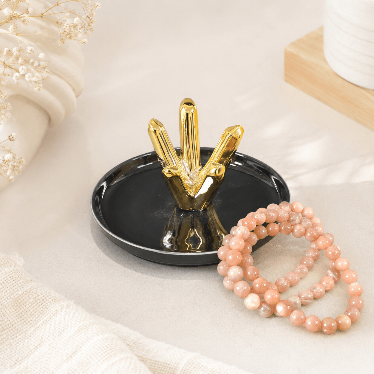 Gold & Black Crystal Ring Holder