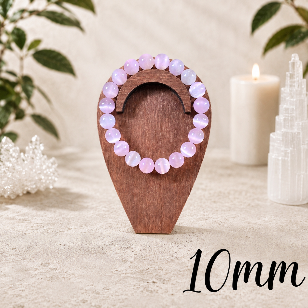 10mm Purple Aura Coated Selenite  Gemstone Bracelet