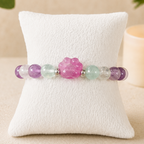 8mm Fluorite Purple Paw Charm Gemstone Bracelet