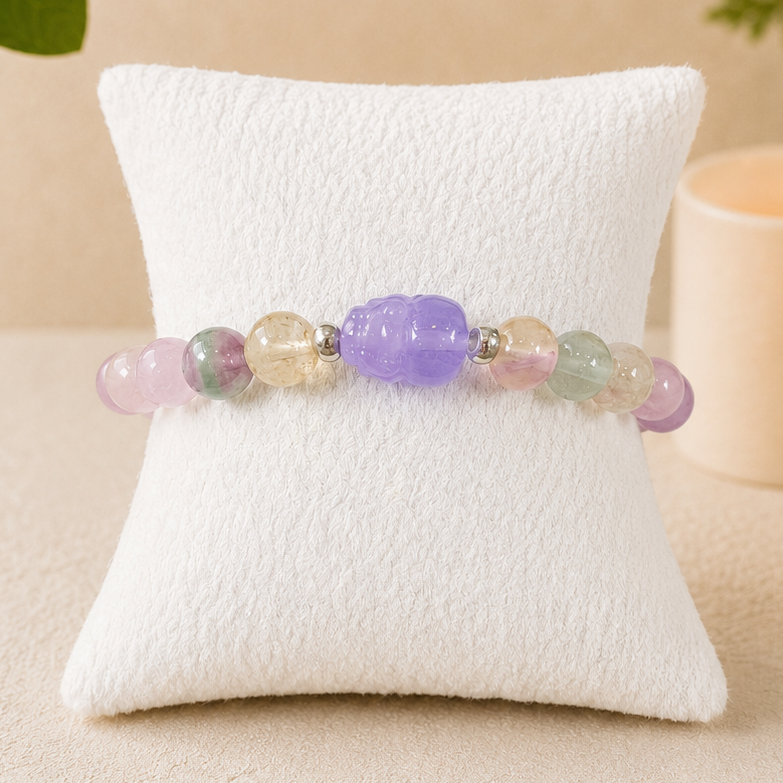 8mm Fluorite Pixiu Charm Gemstone Bracelet