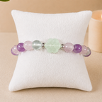 8mm Fluorite Flower Charm Gemstone Bracelet