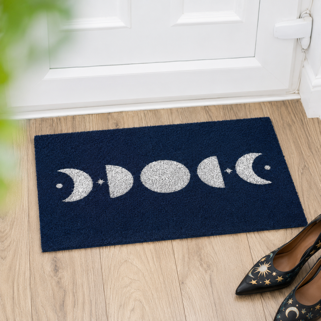 Dark Blue Moon Phase Doormat