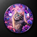 Cat with Butterflies 4cm Glass Magnet